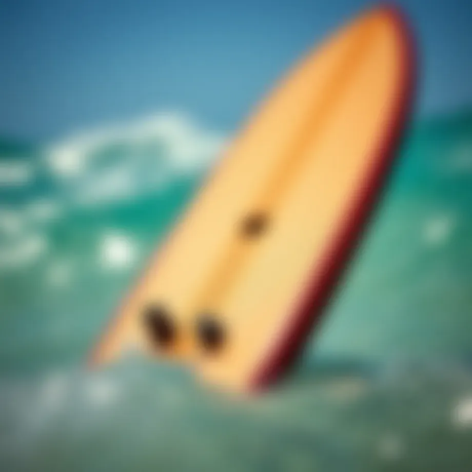 Close-up view of a mini bodyboard showcasing its unique design features
