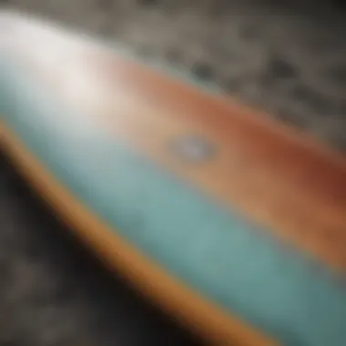 A close-up view of high-quality surfboard materials