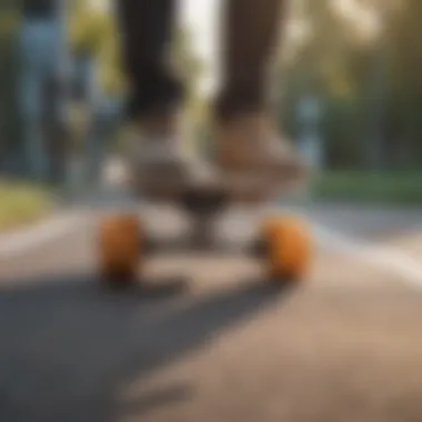 Close-up view of electric skateboard technology