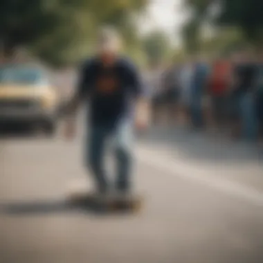 Community gathering of electric skateboard riders