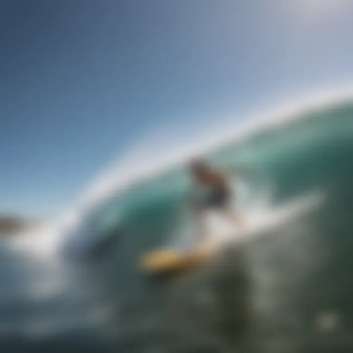 A rider enjoying a thrilling wave on a boogie board