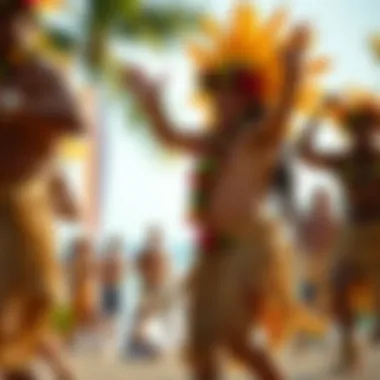 Modern interpretation of luau dance in a festival