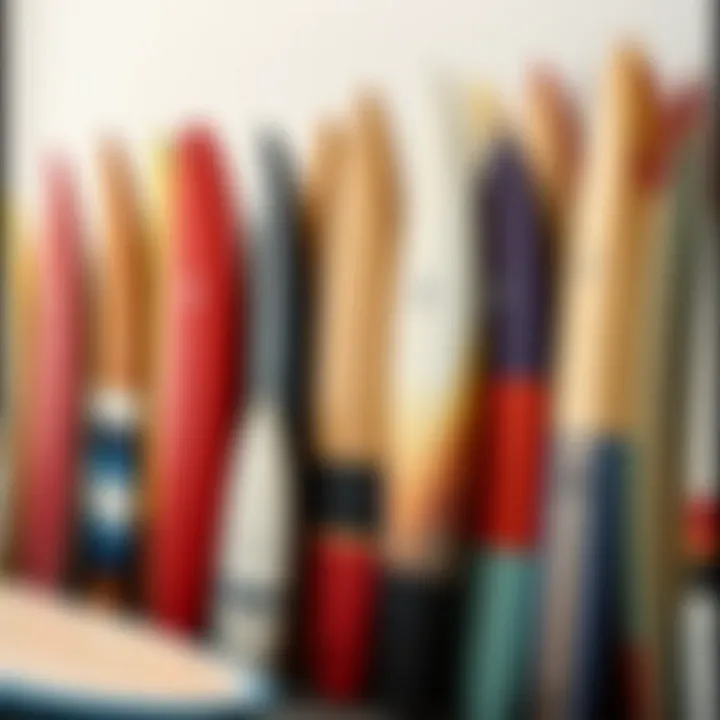 An array of longboards highlighting various styles and colors