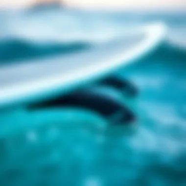Close-up view of longboard surf fins demonstrating design intricacy