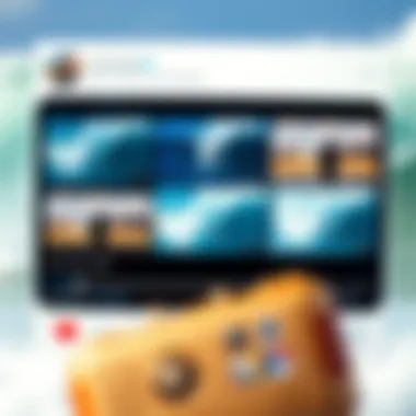 Impact of Social Media on Surf Culture A collage of surf videos displayed on a social media platform