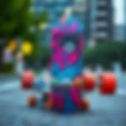 Vibrant skateboard graphics showcasing urban culture