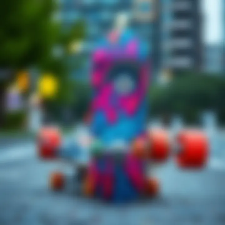 Vibrant skateboard graphics showcasing urban culture