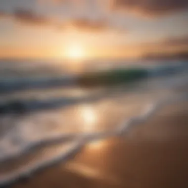 A serene beach at sunset with gentle waves