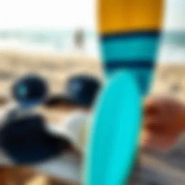 A selection of stylish surf hats displayed on a beach.