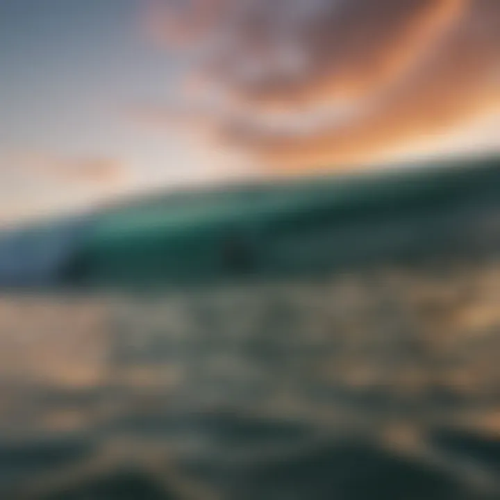 Surfers riding the beautiful waves at Tourmaline Surfline during a vibrant sunset