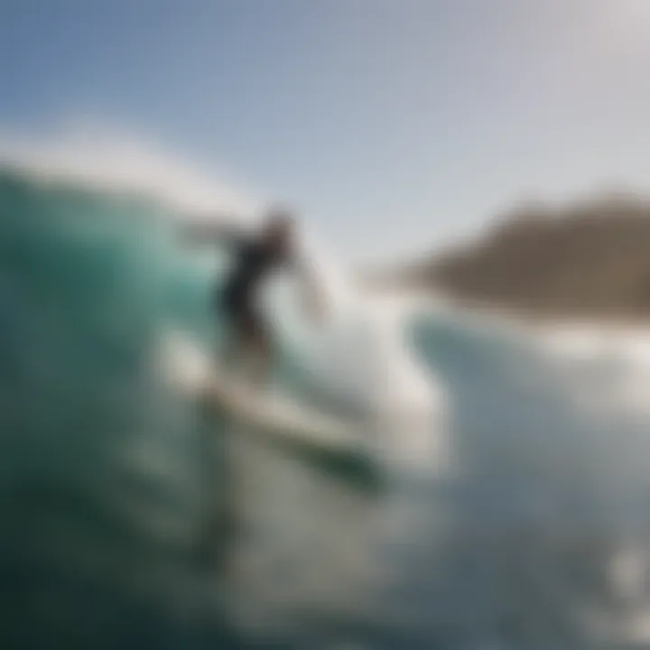 A group of surfers catching waves together at UCSD