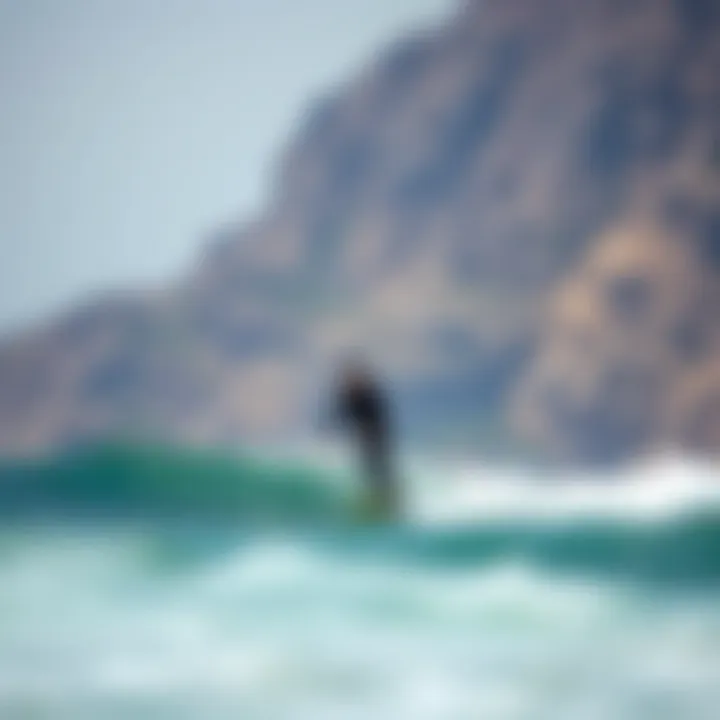Surfing Practice and Wind Assessment Surfer assessing wind direction before hitting the waves
