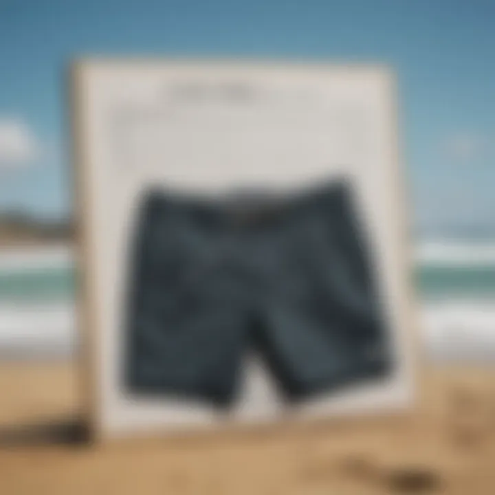 Size chart for various board shorts brands