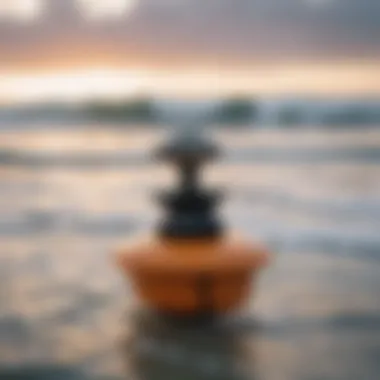 Stationary wind speed measuring device installed on a surfboard.