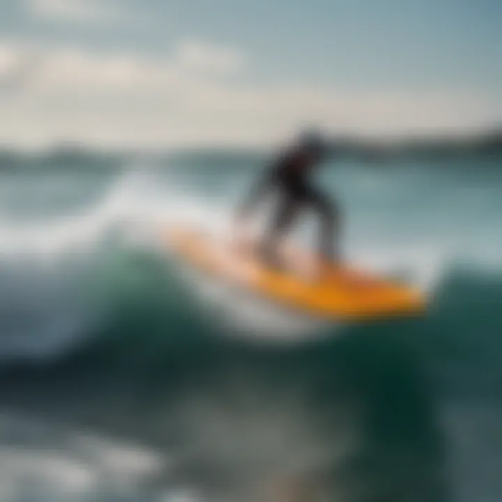 A sleek hydrofoil board cutting through the waves