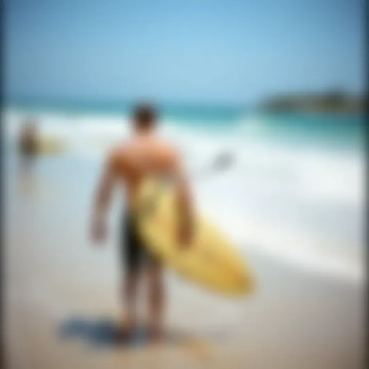 Beach Safety Measures for Surfers A beach scene highlighting safety measures for surfers