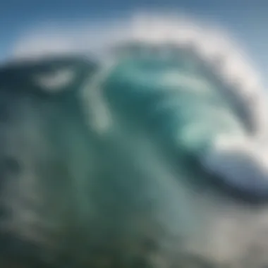 Close-up of wave crest forming before breaking