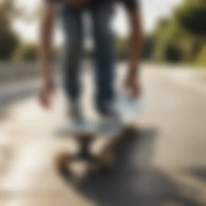 Skater performing a trick on a taped skateboard