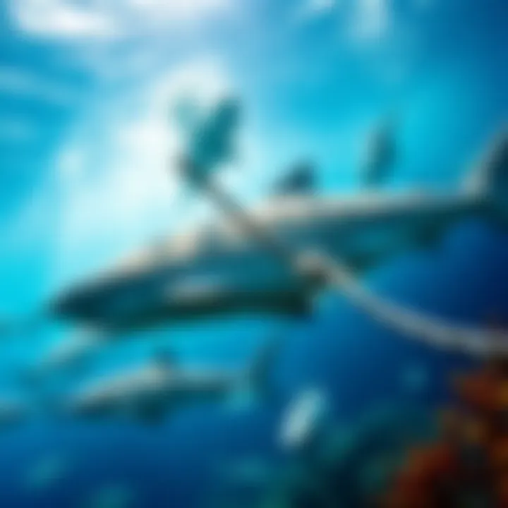 Ecosystem Dynamics Sharks interacting within a vibrant marine ecosystem
