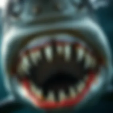 Nature's Cutting Tools A close-up of a shark's teeth showcasing its predatory nature