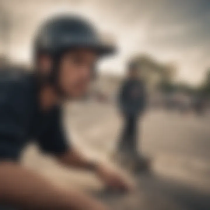 Skateboarder wearing a high-quality helmet, showcasing safety in action.