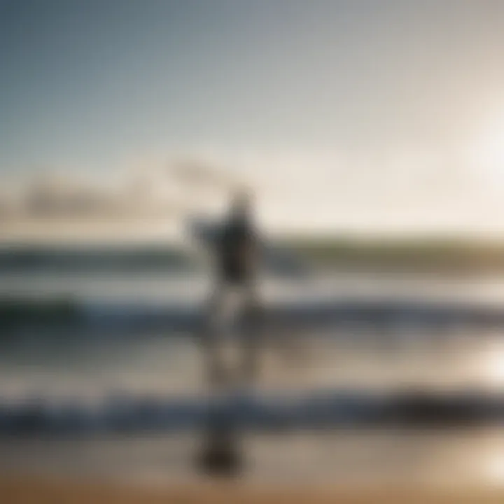 Surfer evaluating wind conditions at the beach