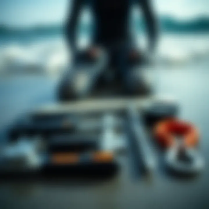 Essential Measurement Tools for Wetsuit Sizing Measurement tools laid out for wetsuit sizing.