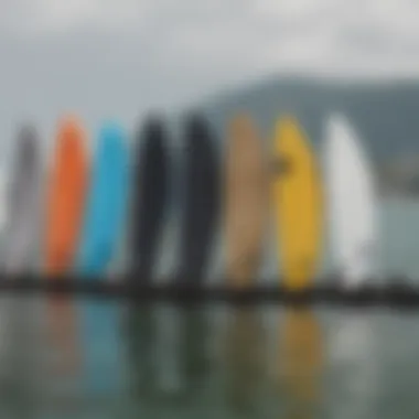 Variety of wakesurf fins showcasing different shapes and sizes