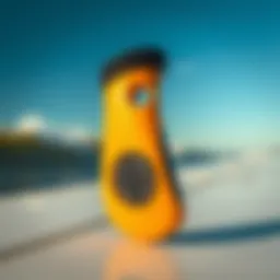 A sleek waterproof key fob holder designed for surfers, showcasing its ergonomic shape.