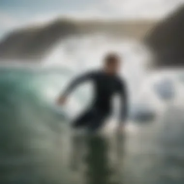 Surfer enjoying waves in a wetsuit