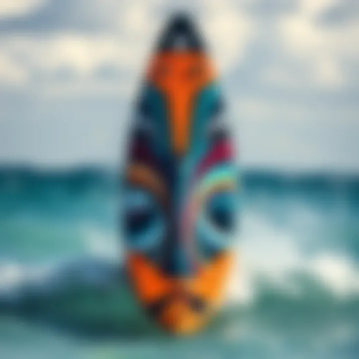 High-performance windsurfing board with vibrant designs